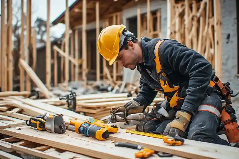 Carpenter working on a construction project in Canada